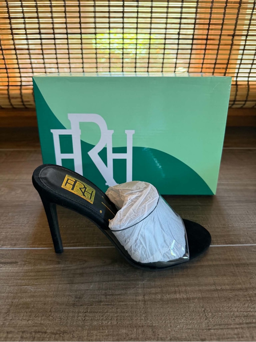 FRH Black/Clear High Heel Mule - Brand New - Ships Today - Multiple Sizes